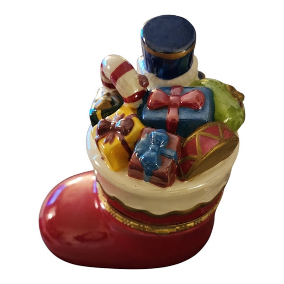 Christmas Mechanical Motion Music Box Jolly Old St Nicholas Stocking Works! - Picture 5 of 6